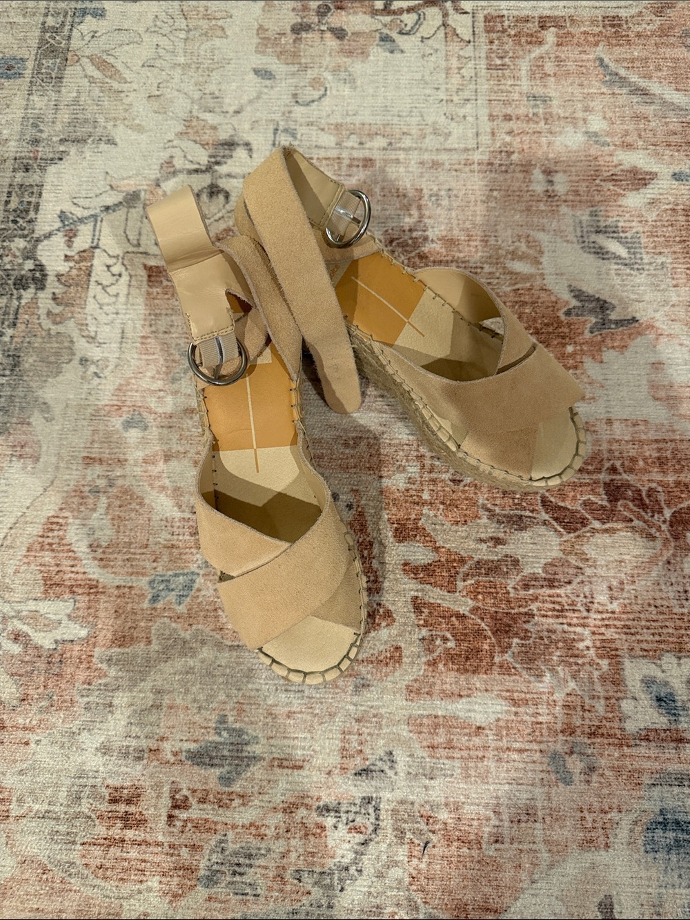 Dolce Vita Beige Suede Espadrille Wedge Sandals